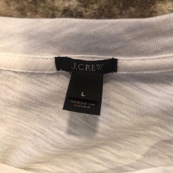 J. Crew White Lace Front Cotton T-shirt-Size Large-Worn 1x Spring Summer - Picture 7 of 8